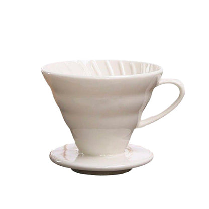 V60 Keramische Origami Wit met Houten Voet - Unusual Coffees